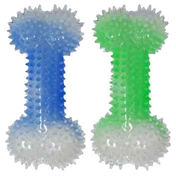 6.5" Rubber Spike Dog Bone Ball Fetching Pet Play Toys Squeaky Chew Puppy Fun