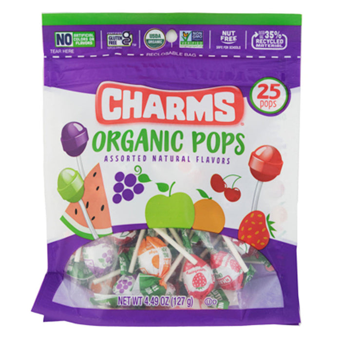 50 Charms Organic Pops Natural Flavors Lollipop Sweet Sucker Candy Vegan Treats