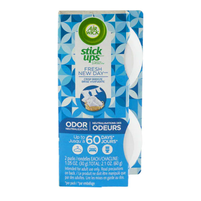 2 Pack Air Wick Stick Ups Air Freshener Trash Odor Eliminator Crisp Breeze Aroma
