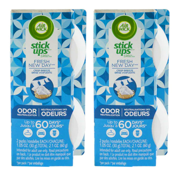 4 Pack Air Wick Stick Ups Air Freshener Aroma Crisp Breeze Scent Odor Eliminator
