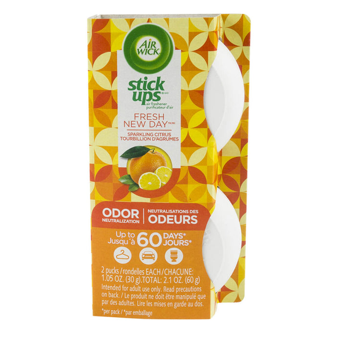 2 Pack Air Wick Stick Ups Air Freshener Trash Odor Eliminator Citrus Scent Aroma