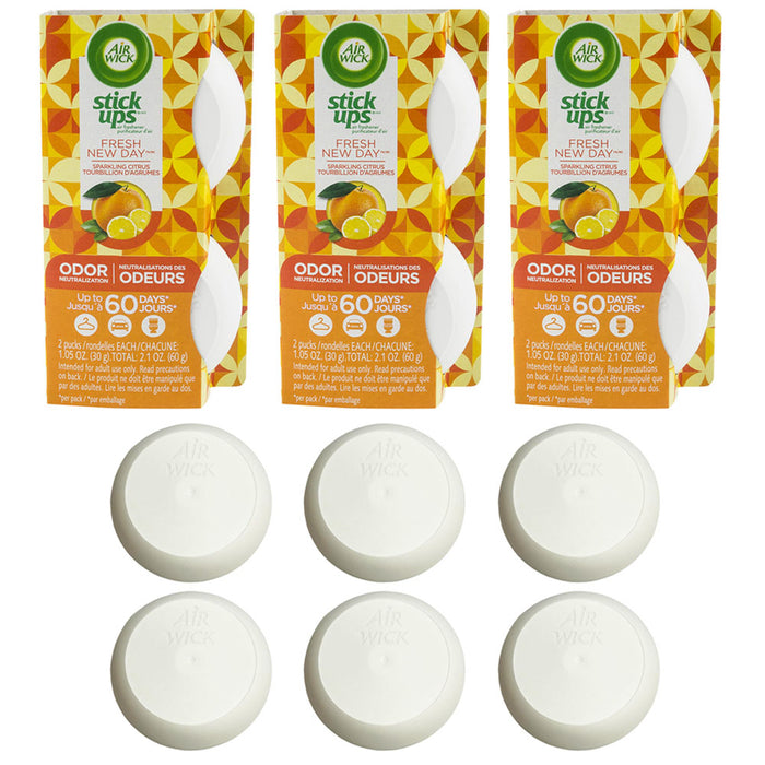 6 Pc Air Wick Stick Ups Air Freshener Neutralize Odors Clean Aroma Citrus Scent
