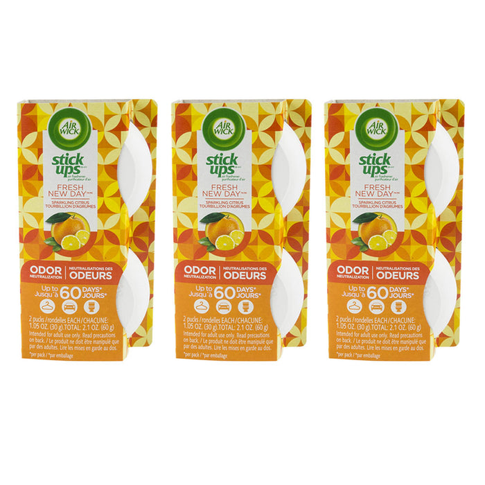 6 Pc Air Wick Stick Ups Air Freshener Neutralize Odors Clean Aroma Citrus Scent