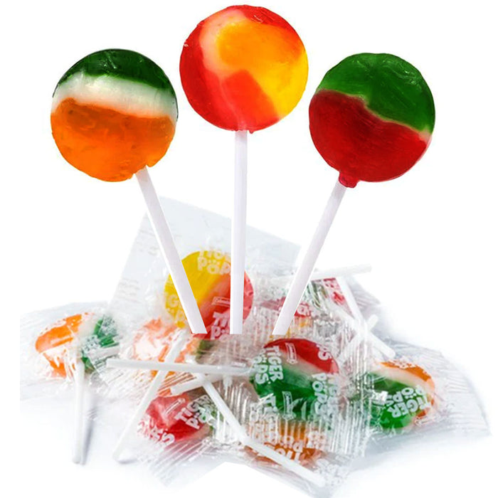 2 Bags Hard Candy Tiger Pops Suckers Flat Lollipops Candies Sweet Flavors 3.5oz
