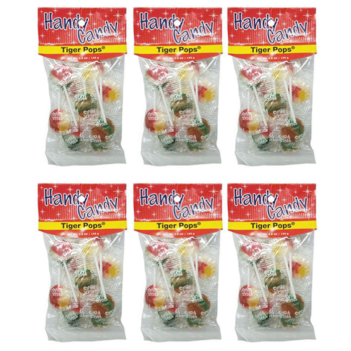 6 Bags Assorted Flat Lollipops Tiger Pops Suckers Candies Hard Candy Party 3.5oz