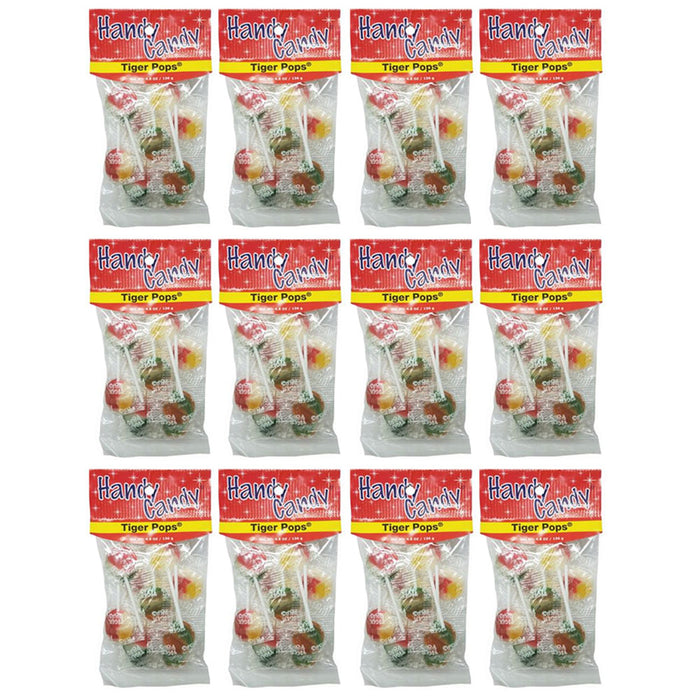12 Bags Tiger Pops Flat Lollipops Suckers Candies Hard Candy Party Pinata 3.5oz