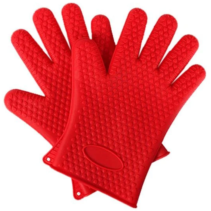 1 Pair Gloves Silicone Heat Resistant Kitchen Oven Cooking Flame Glove Washable