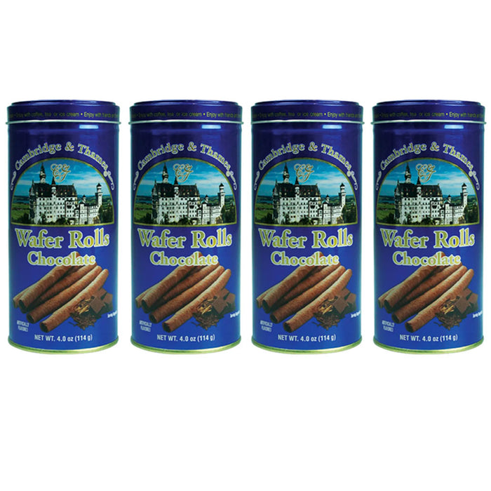 4 Pk Wafer Rolls Chocolate Flavor Cookie Sticks Cocoa Mocha Dessert Snack Sweets