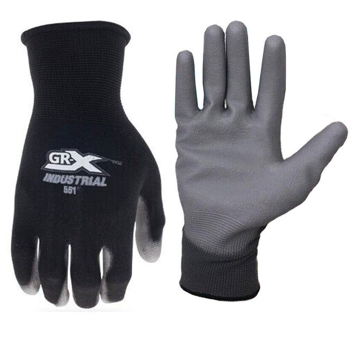 4 Pairs Safety Work Gloves Thin PU Coated Palm Industrial High Performance XL