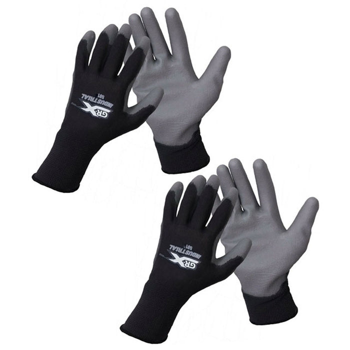2 Pairs Thin PU Coated Palm Work Gloves Industrial Work Protect Hands Safety XL
