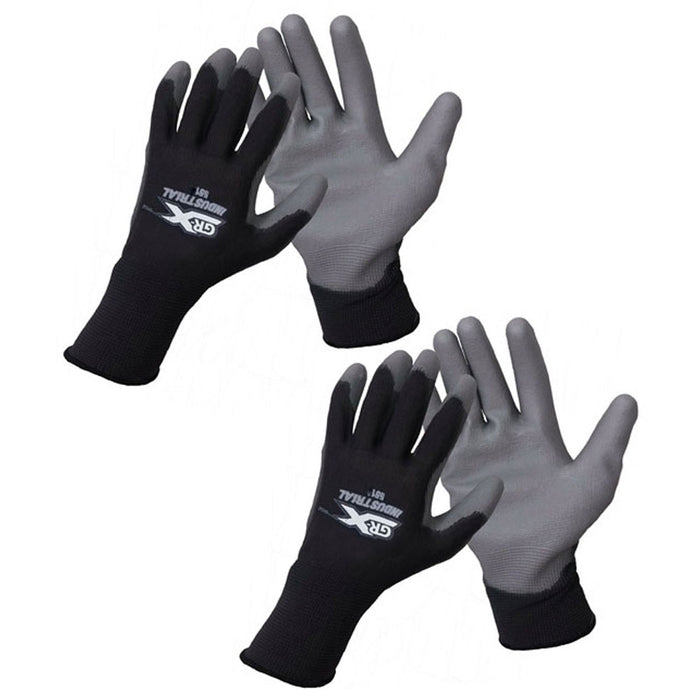 2 Pairs Thin PU Coated Palm Work Gloves Industrial Work Protect Hands Safety XL AB210