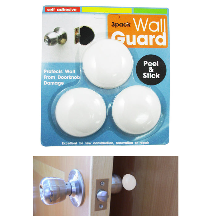 3Pc Door Knob Wall Shield Round White Self Adhesive Protector Prevents Holes New
