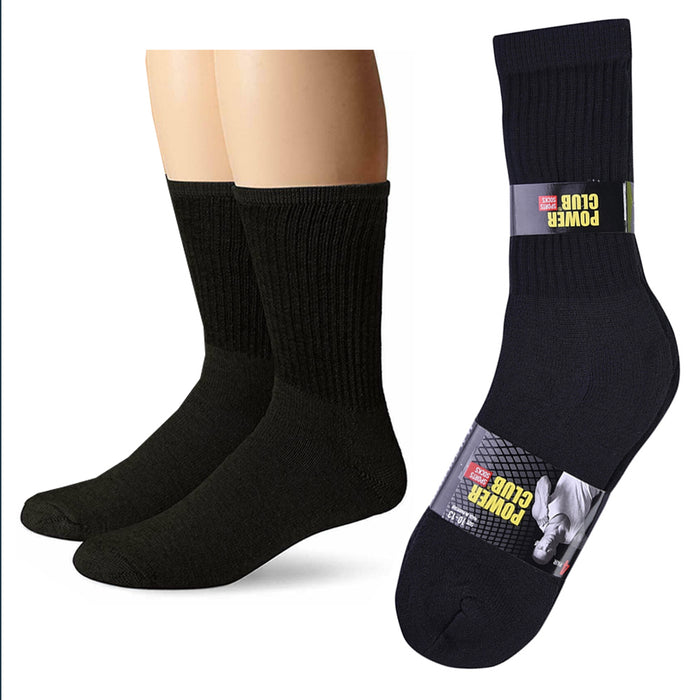 4 Pairs Mens Black Cushioned Socks Sport Athletic Calf Plain Work Cotton 10-13