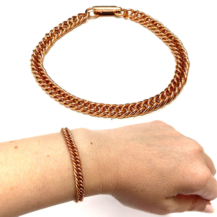 1 Pure Solid Copper Cuban Curb Link Bracelet Rider Chain Wellness Jewelry Gift