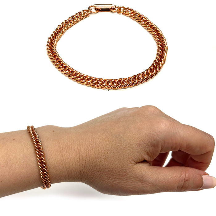 1 Pure Solid Copper Cuban Curb Link Bracelet Rider Chain Wellness Jewelry Gift
