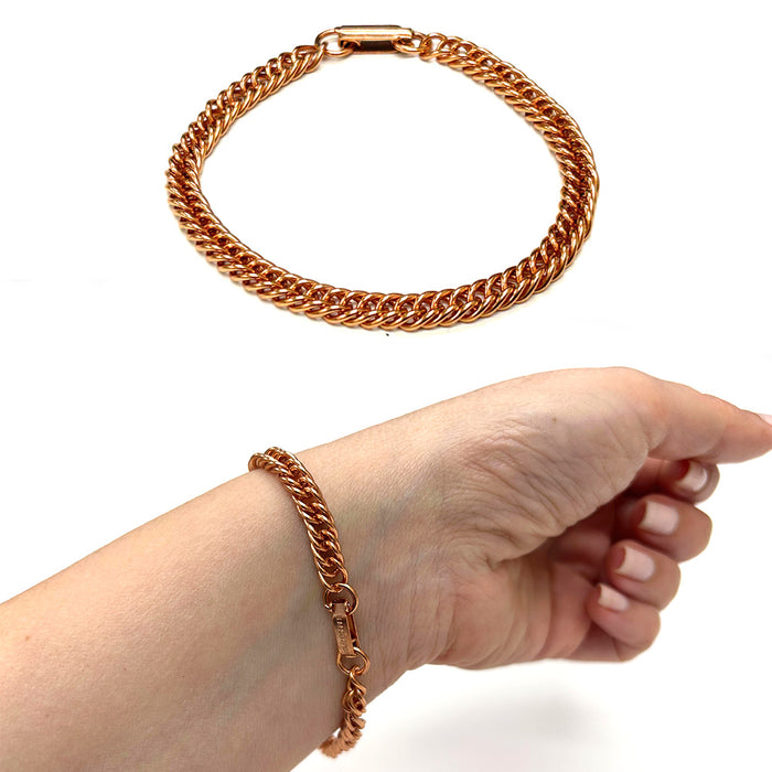1 Pure Solid Copper Cuban Curb Link Bracelet Rider Chain Wellness Jewelry Gift