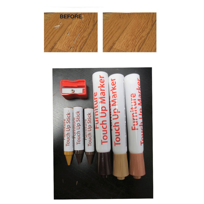 7Pc Wood Furniture Touch Up Kit Marker Pen Wax Scratch Filler Remover Repair Fix