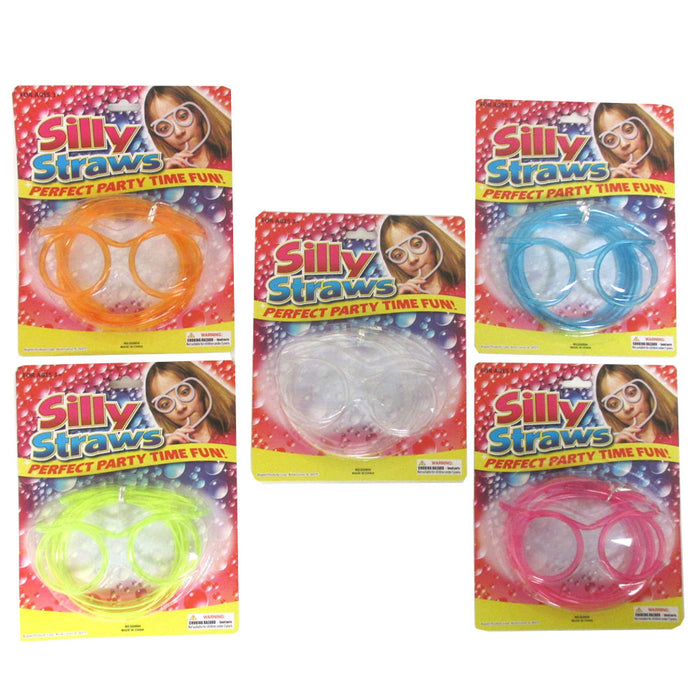 7X Silly Drinking Straw Glasses Kids Fun Crazy Loops Novelty Party Flexible Soft