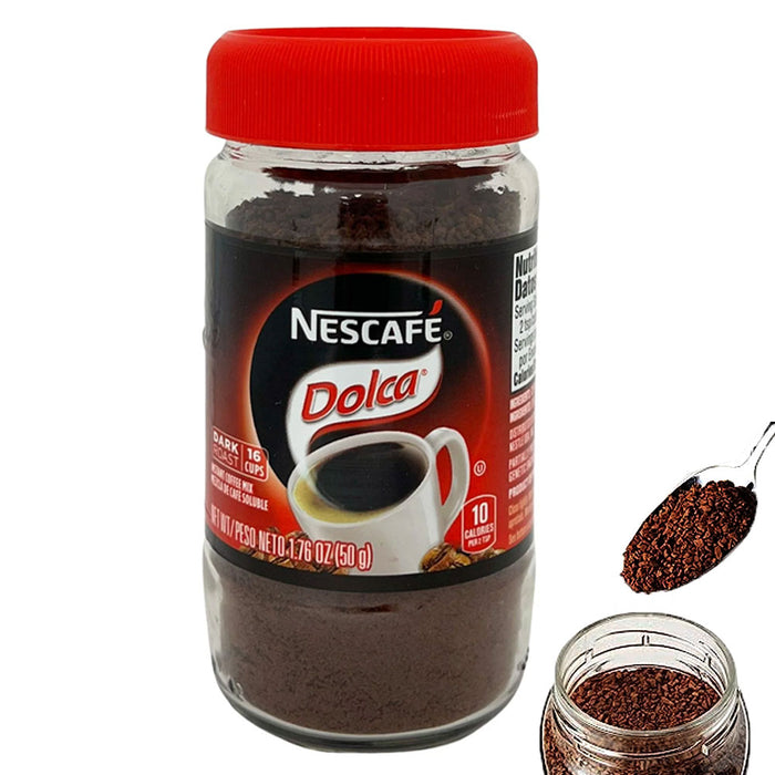 4 Pc Nescafe Instant Coffee Mix Dolca Dark Roast Ground Cafe Caramel Flavor 50g