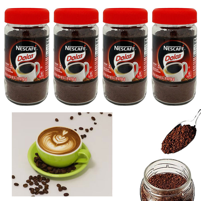 4 Pc Nescafe Instant Coffee Mix Dolca Dark Roast Ground Cafe Caramel Flavor 50g