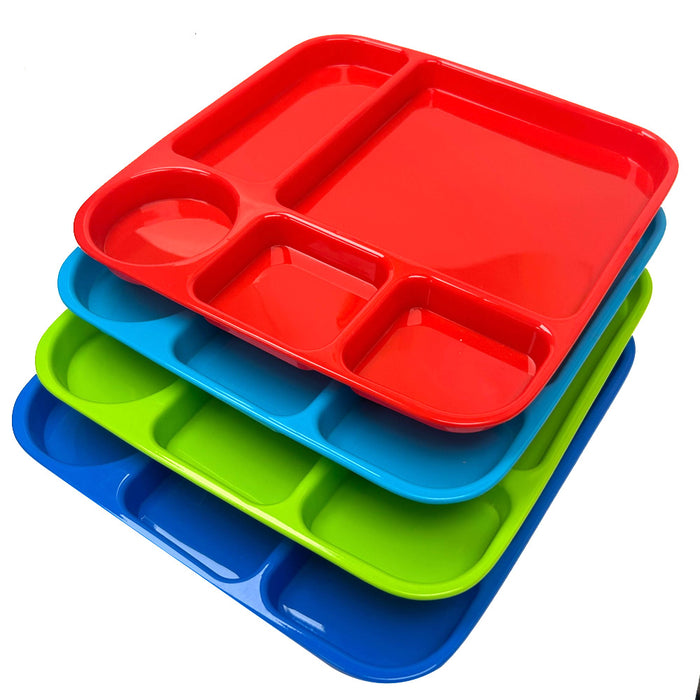 2pk 5 Compartment Divided Plate Durable Sectioned Dinner Tray Meal Snack BpaFree