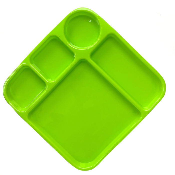 2pk 5 Compartment Divided Plate Durable Sectioned Dinner Tray Meal Snack BpaFree