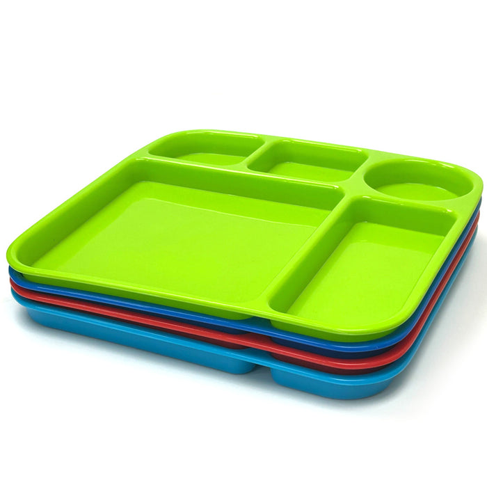 2pk 5 Compartment Divided Plate Durable Sectioned Dinner Tray Meal Snack BpaFree