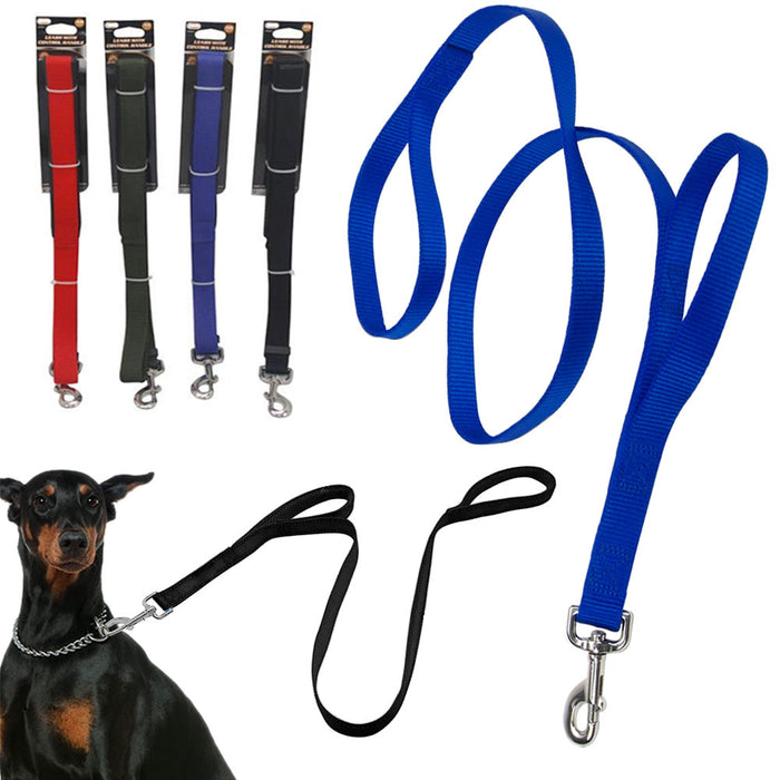 4 Pc Dog Leash Control Handle Heavy Duty Nylon Lead Walking Harness Rope 48"L