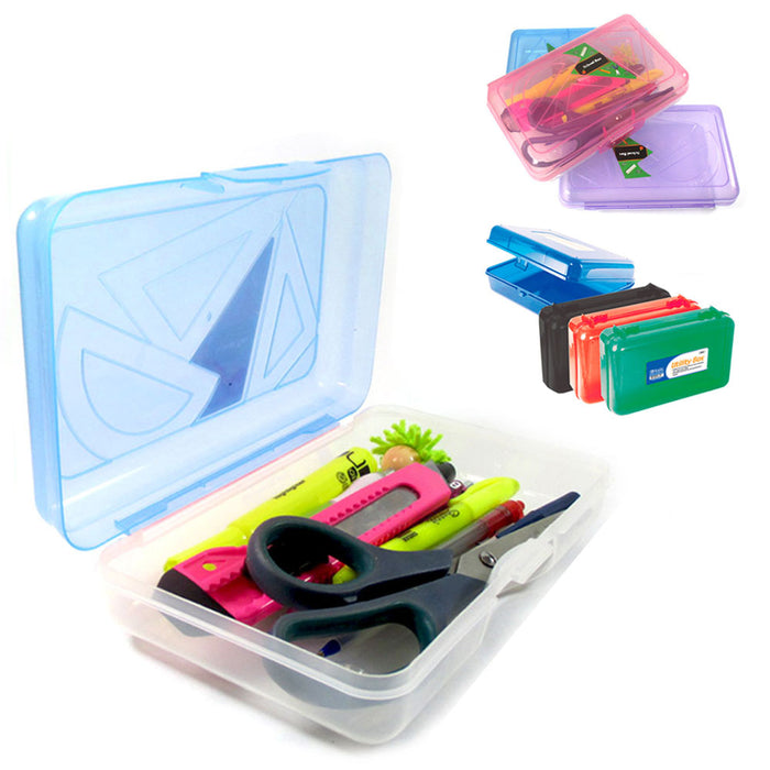1 Multi use Utility Box Large Capacity Art Pencil Box Lid Snap Office Organizer