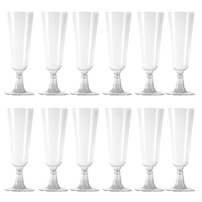 12Pc Wedding Plastic Wine Clear Champagne Flutes Disposable Glasses Cups 4.7oz