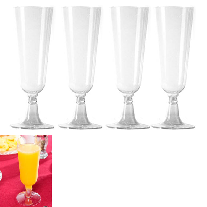 4Pc Wedding Plastic Wine Clear Champagne Flutes Disposable Glasses Cups 4.7oz