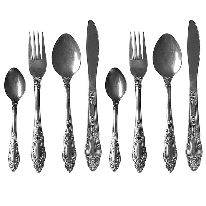 8 Pc Stainless Steel Cutlery Eating Utensil Flatware Forks Spoons Knives Kitchen