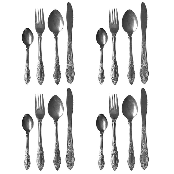 16 Pc Silverware Cutlery Set Stainless Steel Utensils Flatware Kitchen Eating