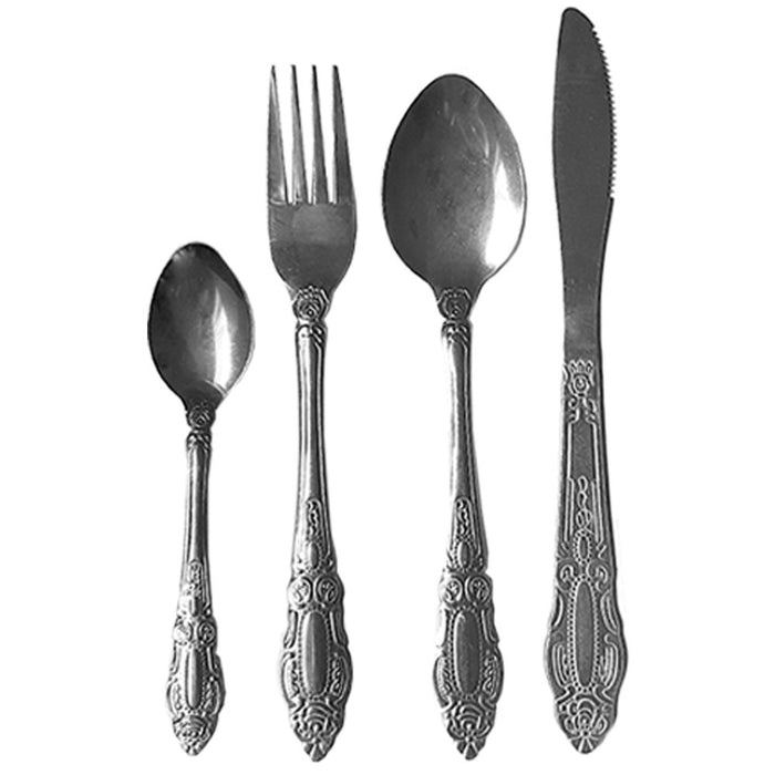 24 Pc Flatware Cutlery Silverware Stainless Steel Utensils Forks Spoons Knives