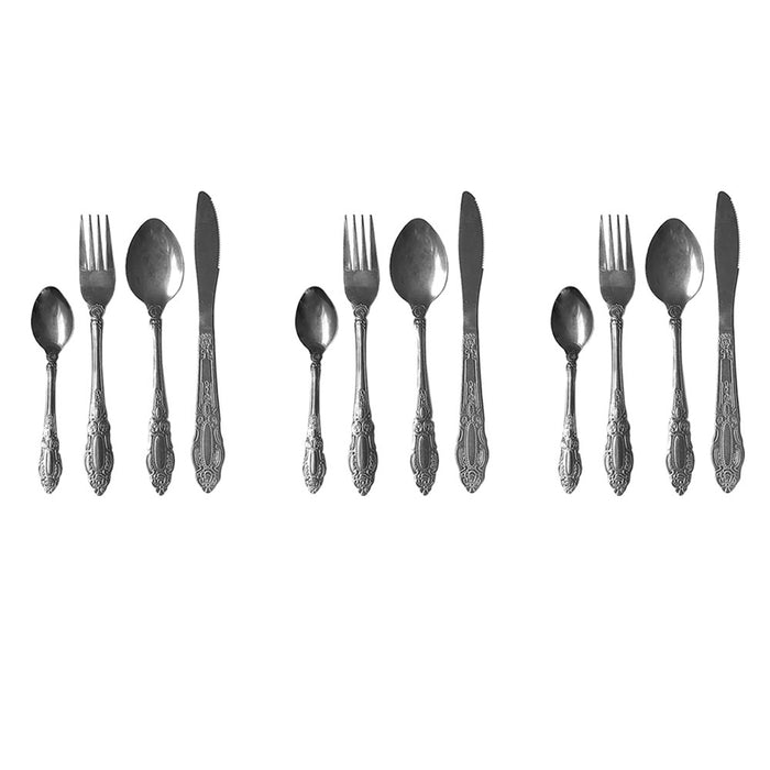 12 Pc Cutlery Set Stainless Steel Eating Utensils Flatware Forks Spoons Knives