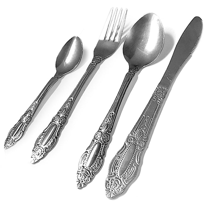 24 Pc Flatware Cutlery Silverware Stainless Steel Utensils Forks Spoons Knives