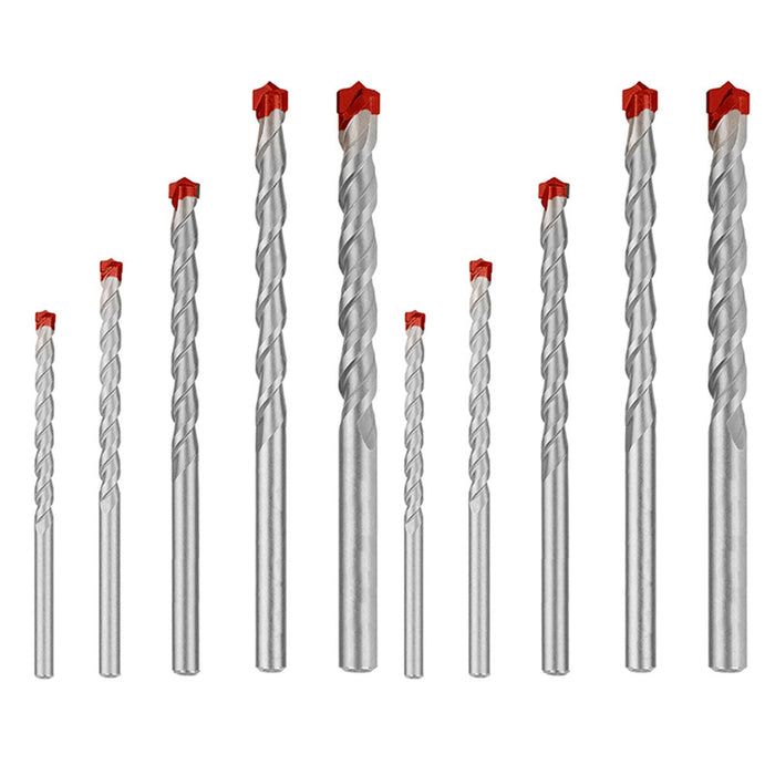 10 Pc Assorted Masonry Drill Bit Set 5/32" 3/16" 1/4" 5/16" 3/8" Heat Treated