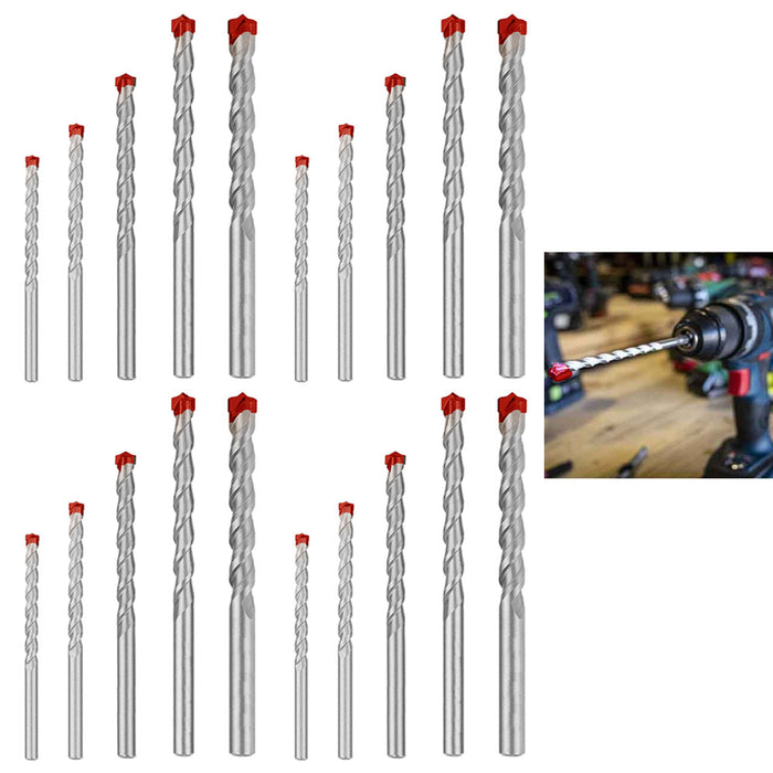 20 Pc Masonry Drill Bit Set Assorted Heat Treated 5/32" 3/16" 1/4" 5/16" 3/8"