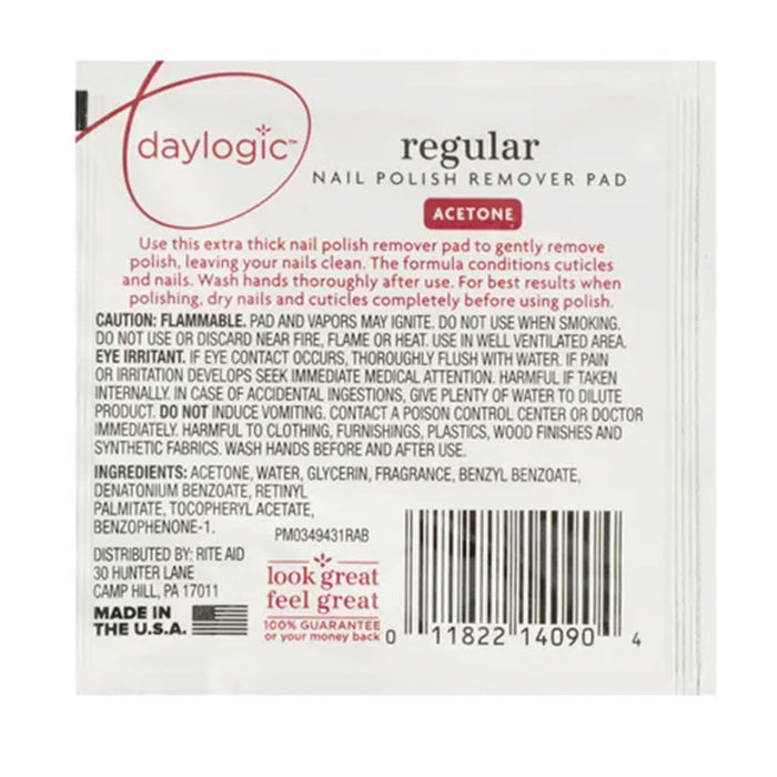 100 Pc Individually Wrapped Acetone Wipes Nail Polish Remover Pads Fingernails