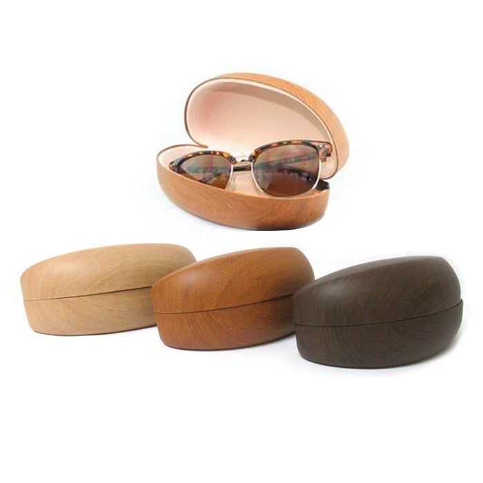2 Sunglasses Case Holder Large Hard Wooden Clam Design Eye Glasses Portable Wood