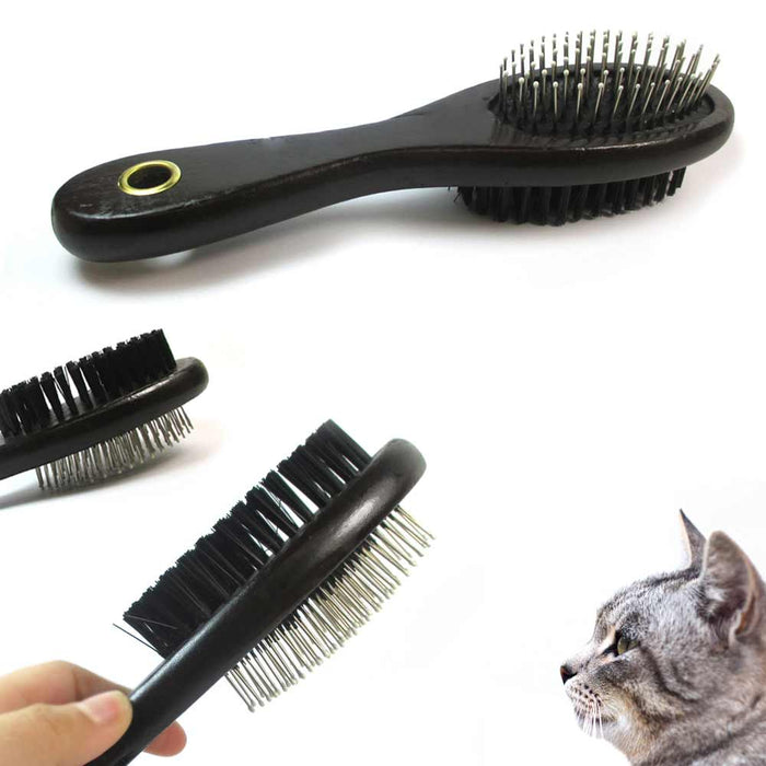 2 Double Sided Pet Brush Dog Cat Hair Grooming Coat Comb Fur Cleaner Pin Bristle