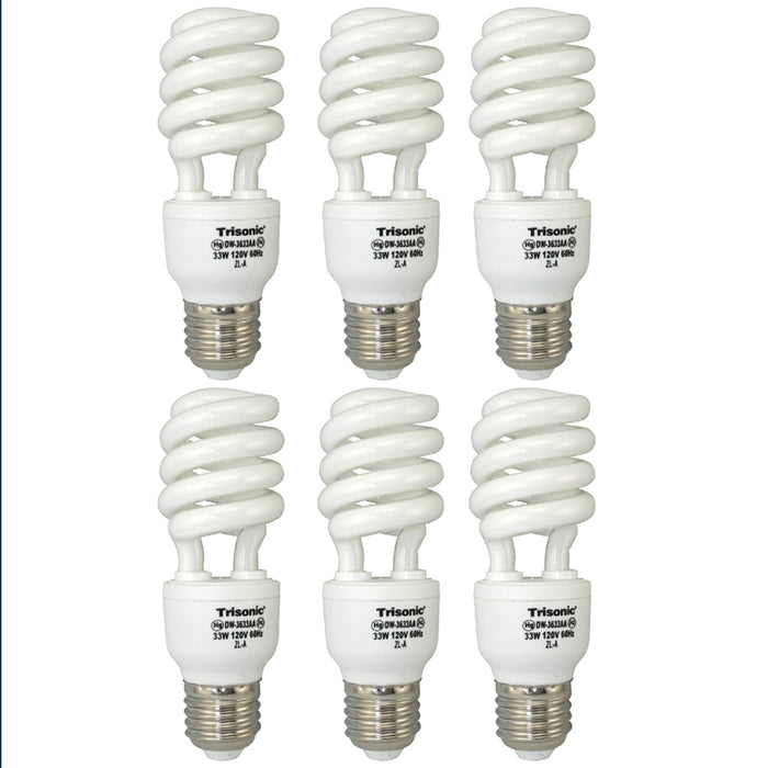 6 PC Daylight Bulb Light 33 W Energy Saving 150 Watt Output White Fluorescent
