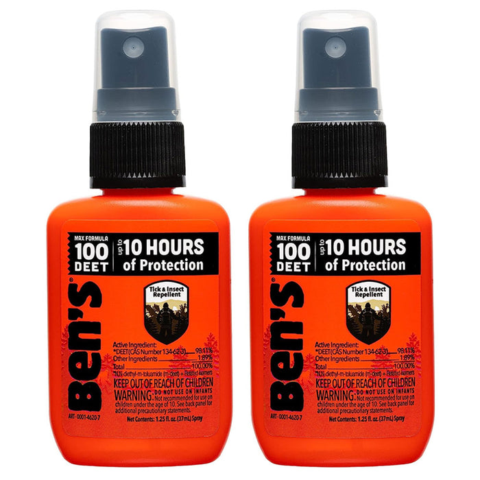 2 Pc Maximum Strength Ben's 100 Tick Insect Repellent Pump Spray Mosquito 1.25oz