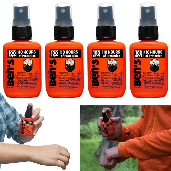 4 Pc Ben's 100 Tick Insect Repellent Super Strong Maximum Strength Spray 1.25oz
