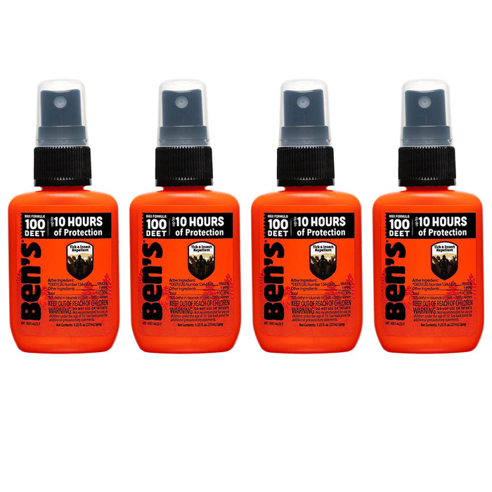 4 Pc Ben's 100 Tick Insect Repellent Super Strong Maximum Strength Spray 1.25oz