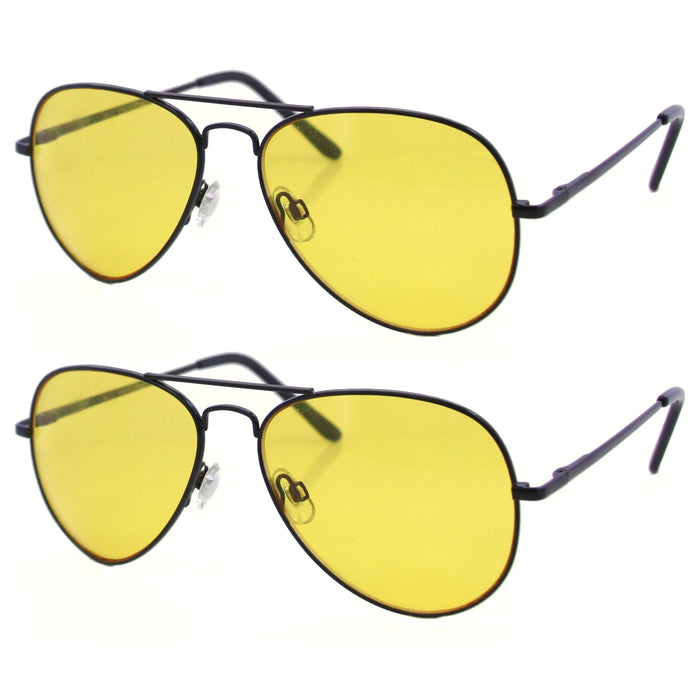 2 Sunglasses Night Driving Vision Safety Shoot Yellow Pilot Glasses Frame Sports