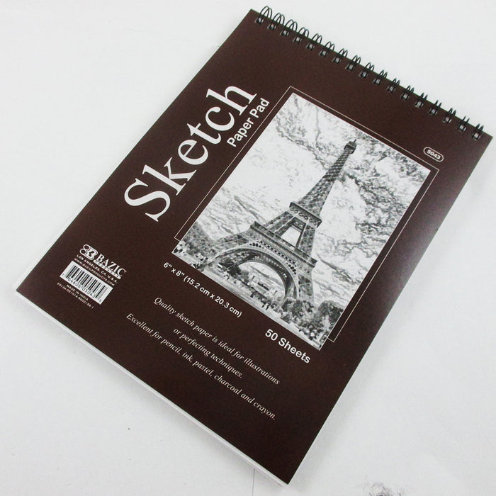 5 Pc 50 sheets 6x8  Top Bound Spiral Premium Quality Sketch Book Paper Pad Draw