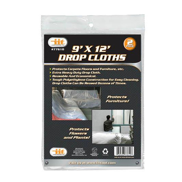 2 Heavy Duty Plastic Drop Cloth Furniture Paint Floor 0.27 Mil Protector 9'x12'