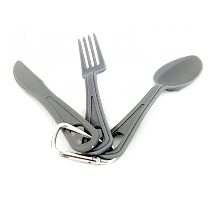 12 Pc Camping Cutlery Utensil Set Carabiner Knife Fork Spoon Durable Reusable