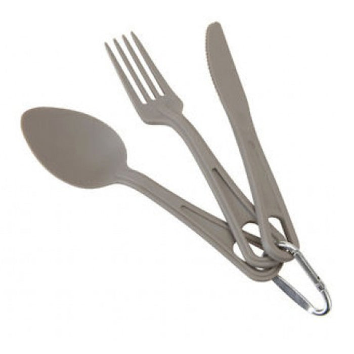 6 Pc Camping Cutlery Utensil Set Carabiner Knife Fork Spoon Durable Reusable